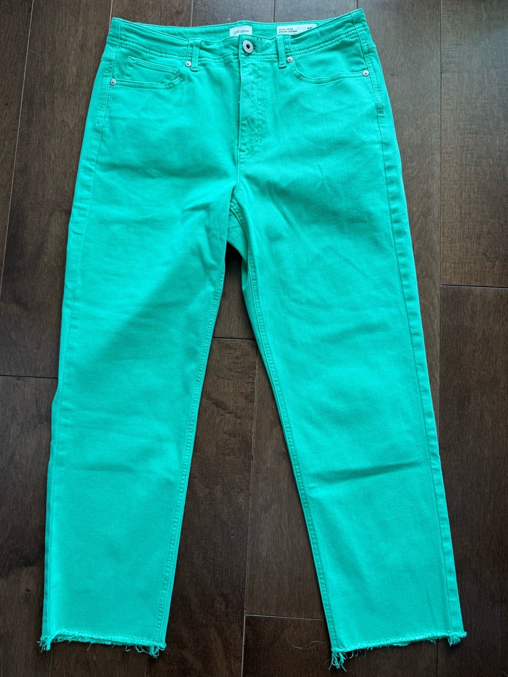 J.Jill Bright Green Straight-Leg High Rise Crop Jeans